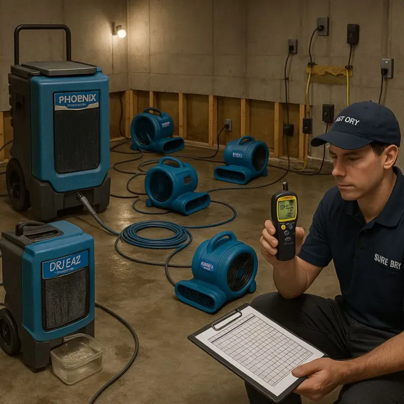 Structural Drying and Dehumidification process in Myrtletown, CA